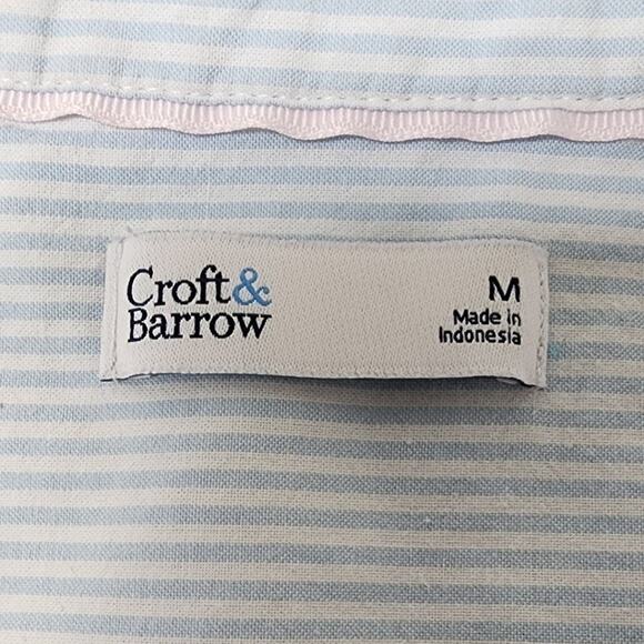 Croft & Barrow Women's Blue and White Striped Cotton Button Blouse Size Medium - Picture 7 of 9